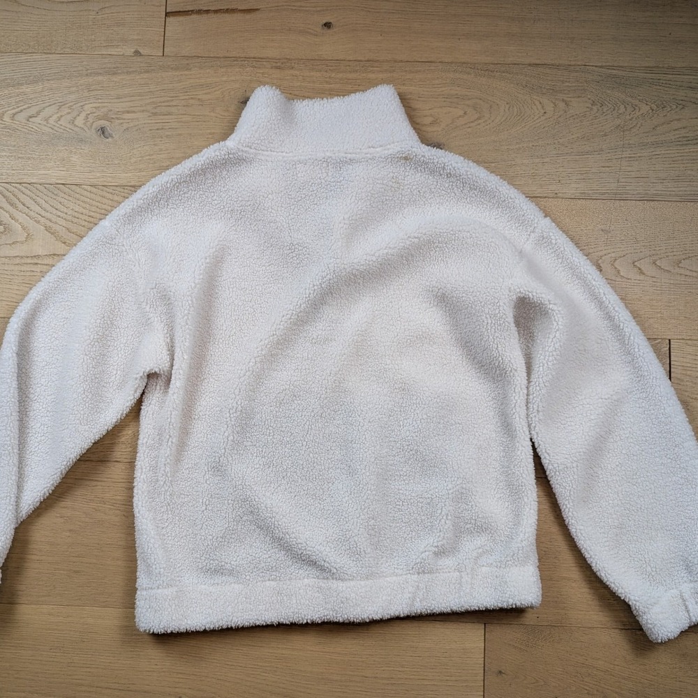 Simply Southern Sherpa Fleece Pullover Cream Plaid Trim Mock Neck Snap Large - Picture 9 of 9